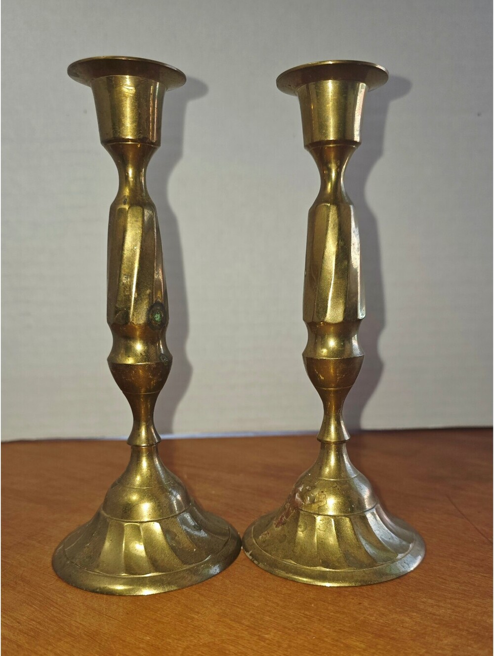 Pair of vintage solid brass candlesticks